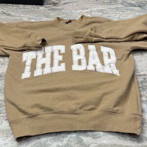 The Bar Tan Crewneck Sweatshirt with White Chest Lettering